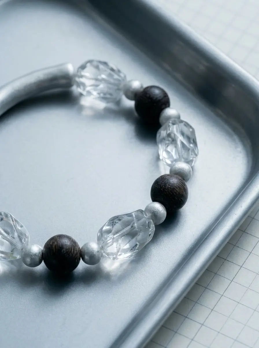 Arc Structure Bracelet | Clear Quartz & Fine Silver