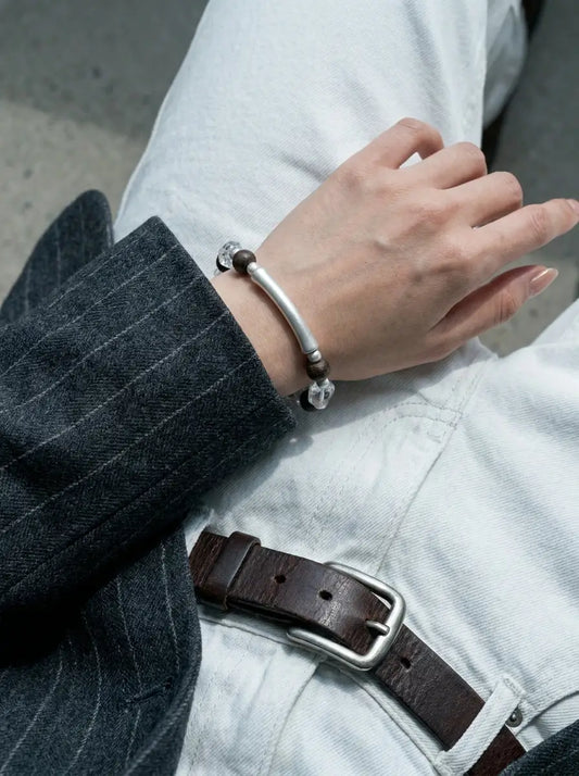 Arc Structure Bracelet | Clear Quartz & Fine Silver