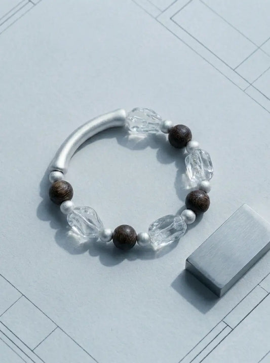 Arc Structure Bracelet | Clear Quartz & Fine Silver