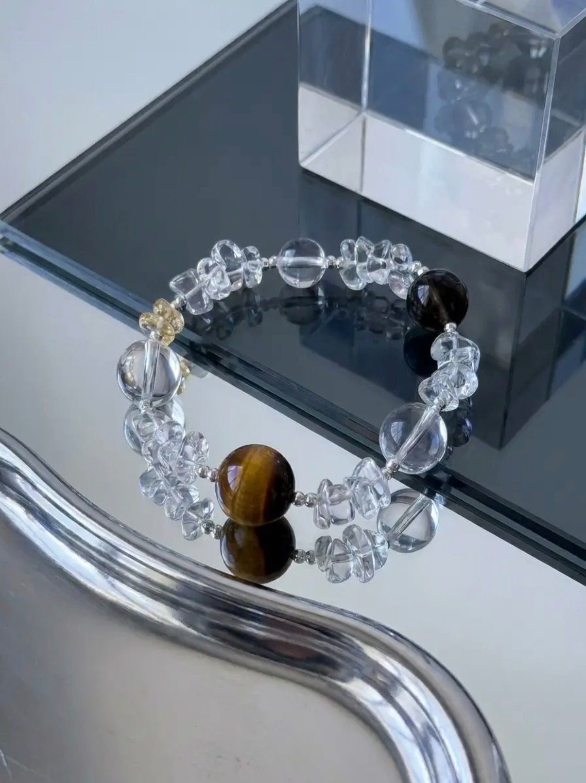 Clear Quartz & Tiger Eye Flow Bracelet