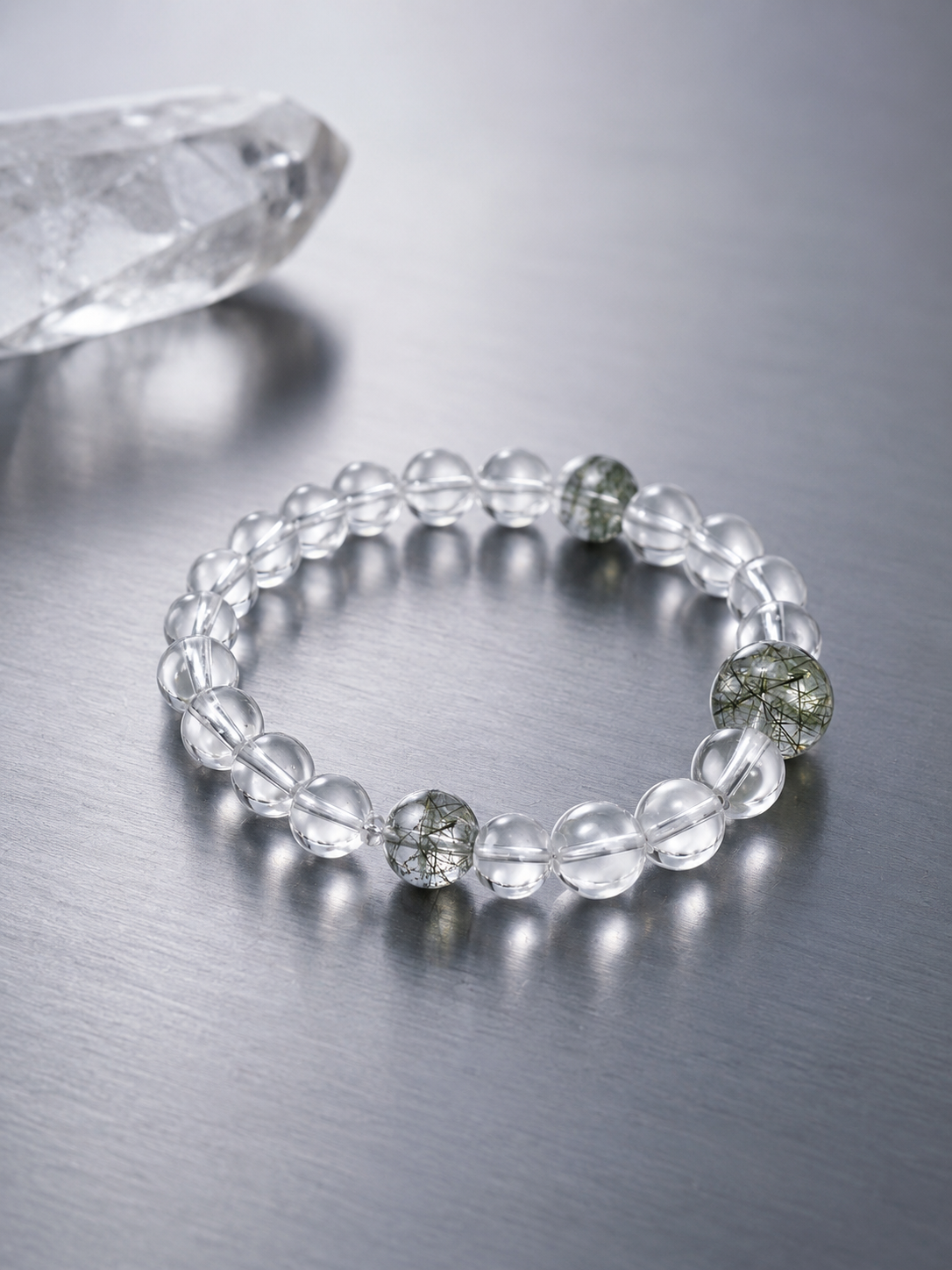 Clarity Focus Bracelet | Clear Quartz & Green Rutilated Quartz