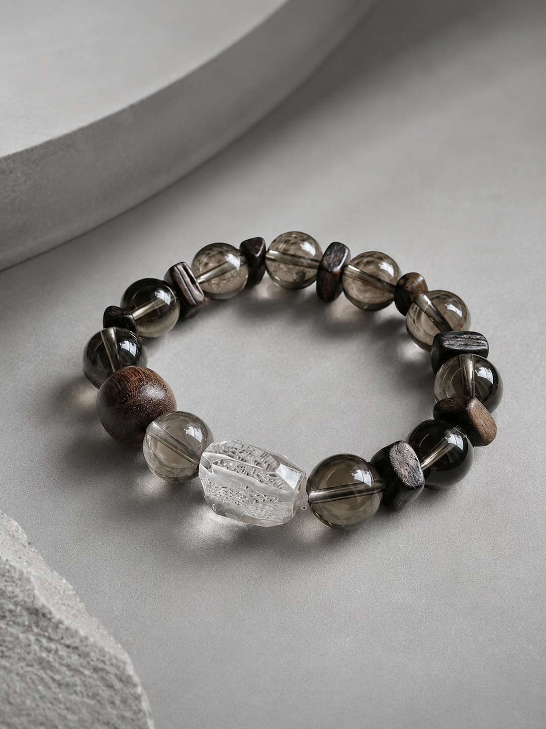 Anchor Focus Bracelet | Smoky Quartz & Clear Quartz
