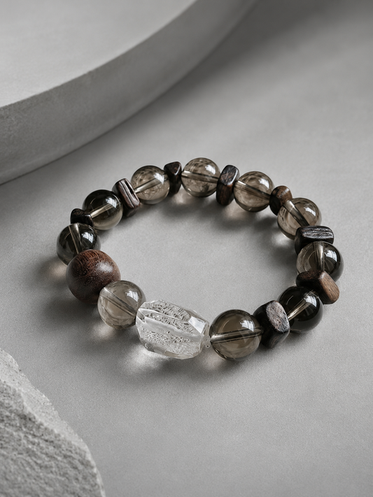 Anchor Focus Bracelet | Smoky Quartz & Clear Quartz