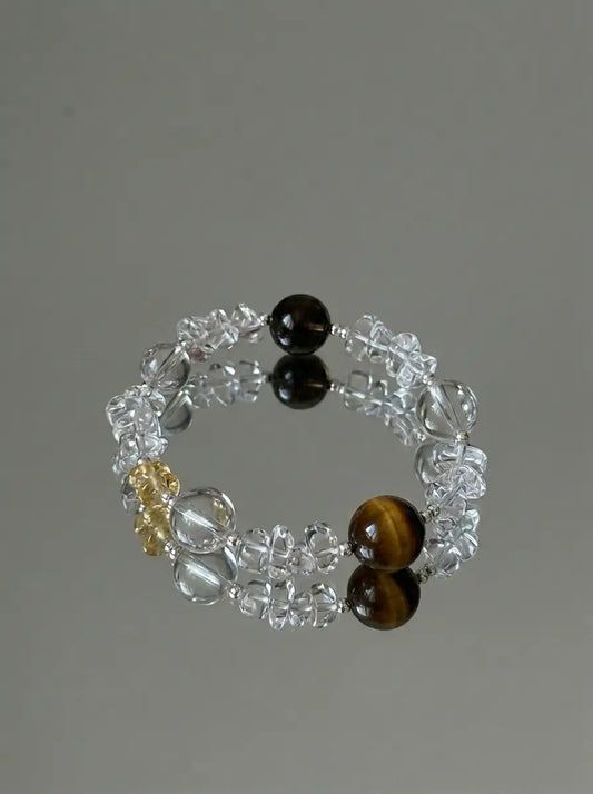 Clear Quartz & Tiger Eye Flow Bracelet