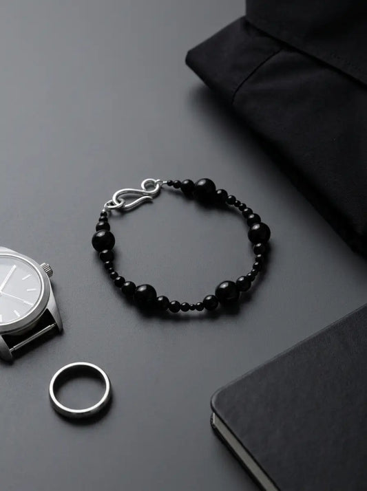 Shadow Black Obsidian bracelet - front view